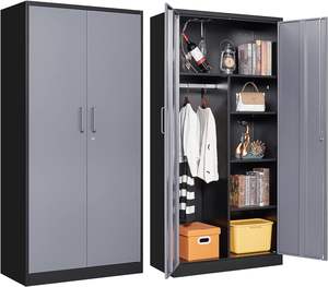 Wardrobe with Lock Door for Office,Home,School,Gym,Fire Department,Hotel 72 Black Gray - Product Image 3