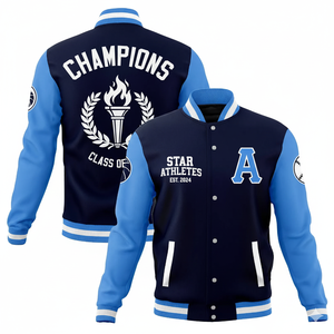 Chaqueta Bomber Letterman personalizada, chaqueta Varsity personalizada con logotipo de nombre bordado - Product Image 1