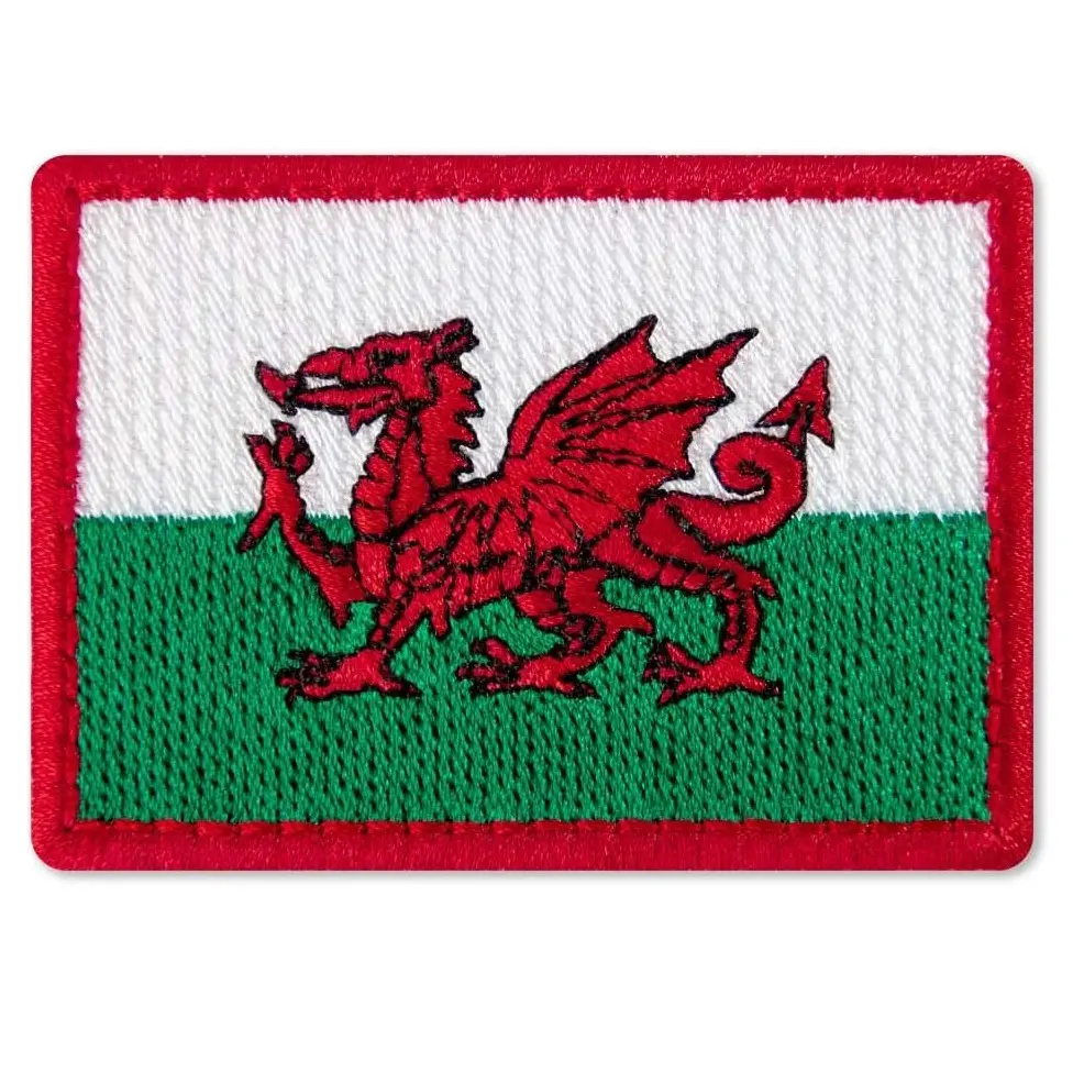 ウェールズの旗パッチ国章刺Embroideredアイアンオン、ウェールズの国旗刺Embroideredパッチ