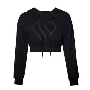 เสื้อฮู้ดเอวลอยสำหรับผู้หญิงผ้าคอตตอนสีทึบใส่สบายสไตล์สตรีทแวร์สำหรับฤดูหนาวกลางแจ้งออกแบบได้ตามต้องการ - Product Image 1