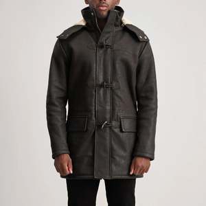 Abrigo de Cuero Marrón Desgastado para Hombre Nolan - Product Image 1