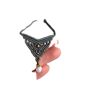 Collier fait main macramé avec perles en laiton et collier tour de cou taille réglable Labradorite, collier de perles de pierre de lune - Product Image 1