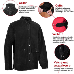 Chaqueta de Soldadura Resistente al Fuego, Uniforme Industrial de Alta Resistencia, Mezcla de Cuero y Algodón, Chaqueta de Soldadura Resistente a las Llamas - Product Image 3