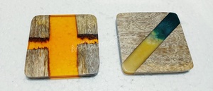 Sous-verres carrés luxueux, classiques, écologiques et personnalisables en résine et bois pour thé et canettes de bière, tapis et coussinets de table de bar - Product Image 2