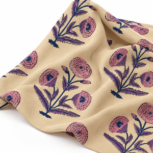 Tissu en voile de coton imprimé à la main, léger, motif floral rose, pour robe et vêtements - Product Image 1