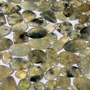 100% cabujón de Prehnita de grado AAA Natural, piedra preciosa de cristal curativo verde, tamaño personalizado suelto para la fabricación de joyas, gemas Trimurti - Product Image 1