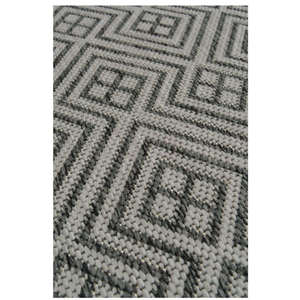 Tapis en polypropylène tissé plat imperméable pour intérieur et extérieur Netline Home County Geo Grey - Product Image 2