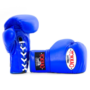 Gants de combat en cage Fabrication de logo personnalisé Gants de boxe à lacets en cuir PU noir personnalisé Matrix bleu - Product Image 5
