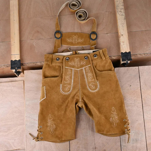 Custom Trachten <b>Shorts</b> Vintage Bavarian Style Lederhosen Sustainable Goat <b>Leather</b> Fast Shipping Oktoberfest Ready 100% Cotton - Product Image 1