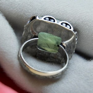 Anillo de Plata de Ley 925 de Diseño para Mujer, Hecho a Mano, con Prehnita Facetada, Engaste de Bisel con Piedra Preciosa Natural, Estilo Bohemio, ISO - Product Image 5