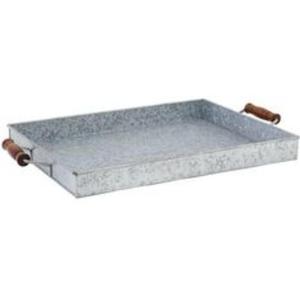 Elegante bandeja de servicio de metal galvanizado de diseño rústico, ideal para decorar cocinas de granja modernas o servir a los invitados - Product Image 4