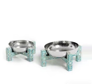 Lot de 2 derniers bol de service en métal et base en nacre bol de vadrouille de qualité durable pour servir les dattes fruits autres bols sûrs - Product Image 1