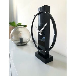 AK Brass Large <b>Metal</b> Table Clock in Black & <b>White</b> Finished Decorative Piece For Desk Decor / <b>Shelf</b> Decor - Product Image 6