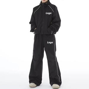 New Arrival 2024 Custom Streetwear Jogging Suit Unisex Cotton Tracksuit Gym Fitness Sweatsuit Nylon Windbreaker Sets - Product Image 1
