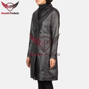 Lujoso abrigo de cuero personalizado para mujer al por mayor: Explore la nueva moda con gabardinas largas de alta calidad para mujer - Product Image 2