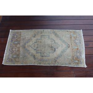 Alfombra Turca Pequeña, Alfombra Vintage de 1.6x3.1 pies, Alfombra de Lana Azul - Product Image 3