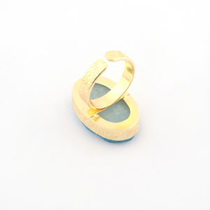 Regalo de aniversario de boda ágata natural azúcar druzy diseñador textura acabado Collet set banda anillo 18K chapado en oro anillos ajustables - Product Image 4