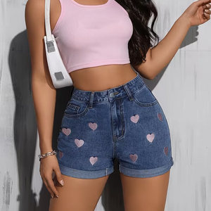 Shorts de Mezclilla para Mujer, Último Estilo, Dos Bolsillos, Ropa Casual, Elásticos, Cintura Alta, Lavados, Mini Shorts de Mezclilla para Mujer - Product Image 4