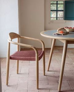 Fauteuil scandinave en cordon tissé Chaise de salle à manger en bois massif faite à la main avec siège en cordon de papier - Product Image 1