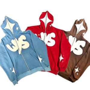 Sudadera con capucha con cremallera de lana de felpa francesa de peso pesado para hombre Logotipo personalizado y de diseño Bordado de gran tamaño Hombro caído Cremallera de cara completa - Product Image 2