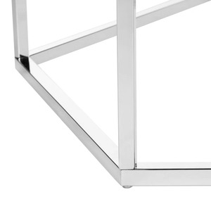 Table basse moderne en verre trempé transparent de forme hexagonale avec cadre en métal pour salon - Product Image 6