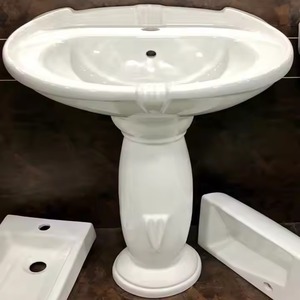 Vistaar Lavabo en céramique en forme de dauphin avec piédestal Articles sanitaires de qualité en marbre pour usage hospitalier - Product Image 5