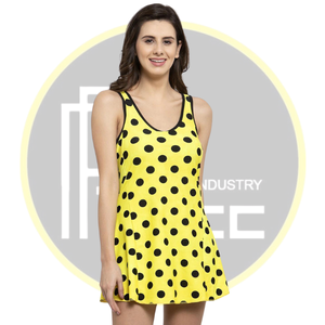 <b>Women</b> Polka Dot Swim Dress Modest One-Piece <b>Swimsuit</b> with <b>Skirted</b> Bottom - Product Image 3