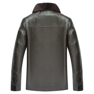 เสื้อโค้ทหนังทรงสลิมฟิตสำหรับผู้ชายเสื้อแจ็คเก็ตหนังแฟชั่น - Product Image 3