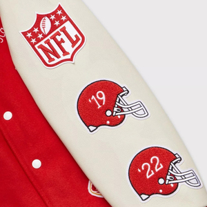 Men's Oversize Varsity Baseball Jacket Canvas Stand Collar Windproof Eco-Friendly Custom OEM - Product Image 6