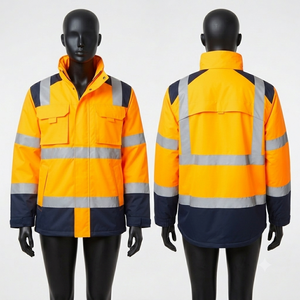 Veste de travail de sécurité en polyester Oxford premium 300 GSM, orange, avec panneau réfléchissant, capuche, logo personnalisé, vêtements de travail pour femmes - Product Image 5