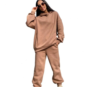 Plain Color Women Tracksuit Street Wear New Arrival Women Track Suit for Adult Custom Casual 100% Cotton Sweat Suit <b>Ladies</b> - Product Image 4