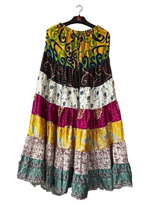 Pantalon palazzo en soie recyclée fait à la main Sari jupe patchwork en soie pantalon de yoga confortable pour les femmes été confortable pantalon à jambes larges - Product Image 3