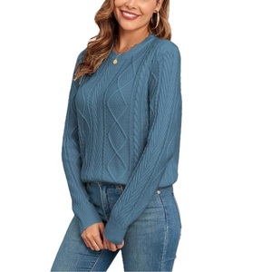 Femmes 100% acrylique col rond pull nouvelle mode décontracté hiver pull doux tricot personnalisé haute qualité Anti-boulochage respirant - Product Image 5
