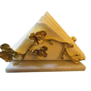 Servilletero de Base de mármol de lujo con decoración de flores de latón servilletero decorativo para decoración de mesa de comedor precio de fábrica - Product Image 1