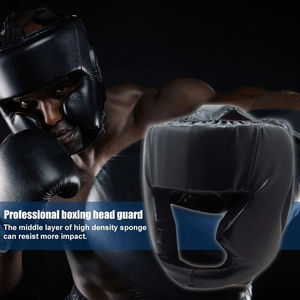 Casco de boxeo ganador hecho a medida Casco duradero Nuevo diseño Protección facial de cuero Impreso MMA Kick Boxing Cheek Headgear - Product Image 5