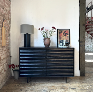 Daria Solid Mango Wood 2 Door <b>Sideboard</b> <b>Black</b> - Product Image 1