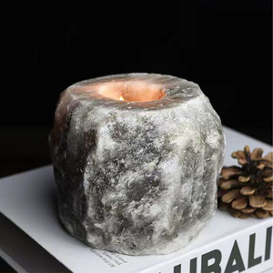 Precio de fábrica, candelabro de sal de roca de cristal rosa del Himalaya Natural, estilo de flor tallada - Product Image 6