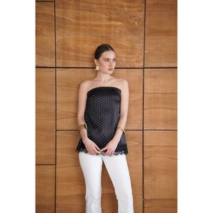 Bustier en satin à pois avec détails en dentelle - [object Object] - Product Image 1