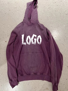 Sweat à capuche unisexe en molleton 100% coton, coupe classique, style streetwear vintage, effet délavé soleil et délavé à l'acide, effet usé, sans cordon - Product Image 2