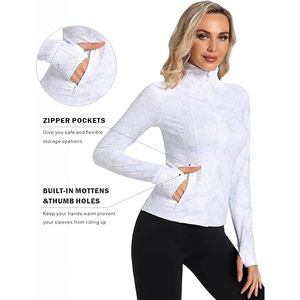 Veste légère extensible à fermeture éclair intégrale pour femme, haut d'activité de yoga doux, tissu d'entraînement en nylon et élasthanne confortable - Product Image 2