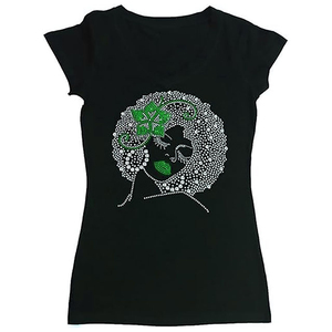 Camiseta personalizable para mujer, camiseta de manga corta con cuello redondo, estampado de diamantes de imitación, decoración de Color sólido, informal, Día de San Valentín, Verano - Product Image 4