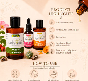 Alquiverde - Petit panier cadeau botanique - Vegan - Huiles essentielles 100% naturelles de calendula, de ricin et de rose musquée - Coffret découverte - Product Image 2