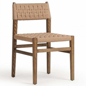 Minimalist Teak <b>Dining</b> <b>Chair</b> Handwoven Rope Seat & Back for Elegant Homes - Product Image 1