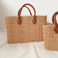 Sac fourre-tout de plage d'été bohème naturel sac à main en paille de jacinthe d'eau/panier à provisions pour les loisirs et la mode