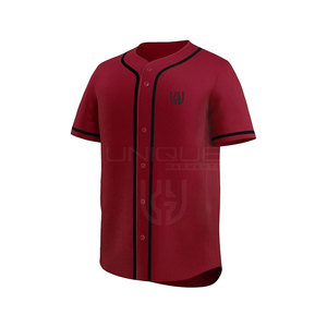 เสื้อเจอร์ซีย์เบสบอลแบบติดกระดุมเสื้อเจอร์ซีย์เบสบอลสีทึบ - Product Image 2
