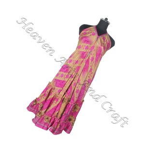 Fait à la main Antique plage vêtements pour femmes Vintage soie robe dames élégant sans manches soirée femmes robe soie dos nu été - Product Image 3