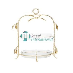 Tazón de centro de mesa de 3 vidrios sobre ramas doradas, tazón para servir comida y frutas, nuevo diseño de Metal, tazón de estilo de lujo - Product Image 5