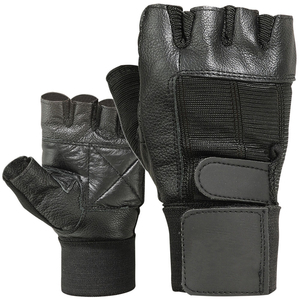 Black Unisex Half Finger Lace-Up Closure Anti-Slip Breathable Lightweight Fitness Gloves Workout Sports Training <b>Gym</b> <b>Weight</b> - Product Image 2