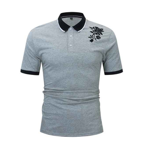 เสื้อโปโลแขนสั้นสำหรับผู้ชายเสื้อปักลายโลโก้ถักไม่ยับสำหรับฤดูร้อน - Product Image 5