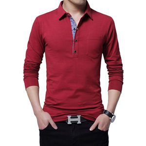 Diseñador de alta calidad para Polo para hombre Logotipo de lujo 100% algodón Antiarrugas Color sólido Manga larga Tops Casuales - Product Image 1